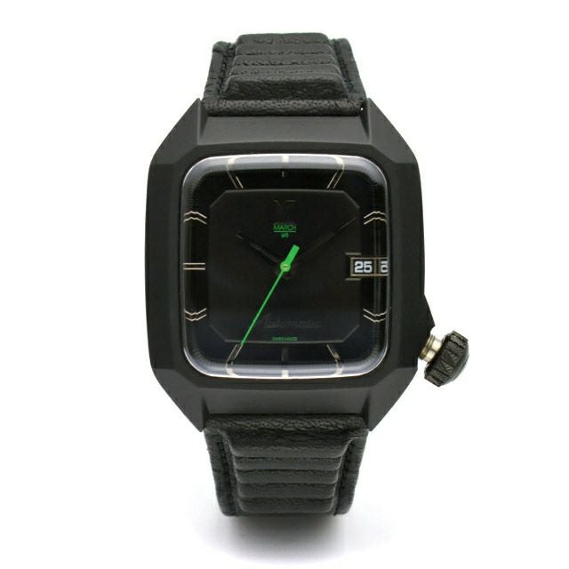 MARCH LA.B / マーチエルエービー AM2 38mm オートマティック ボスダイヤル ブラックバッファローストラップ ▲の公式ECサイト掲載画像