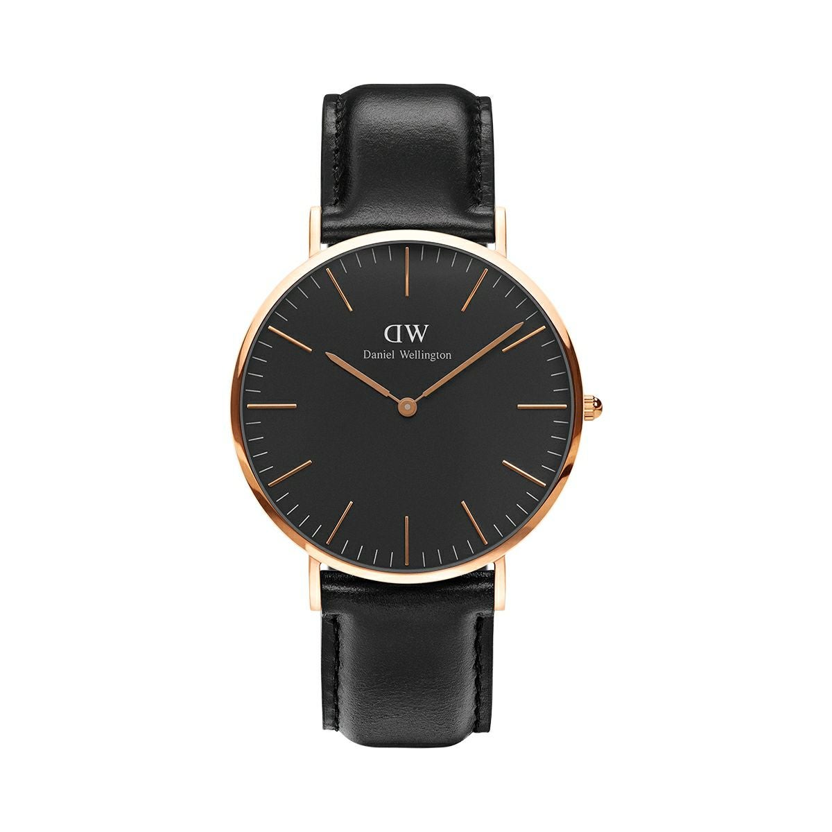 Daniel Wellington / ダニエルウェリントン 40mm クラシックブラック シェフィールド ローズゴールドの公式ECサイト掲載画像