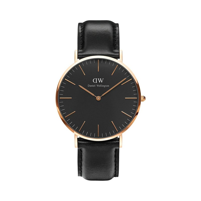 Daniel Wellington / ダニエルウェリントン 40mm クラシックブラック シェフィールド ローズゴールドの公式ECサイト掲載画像
