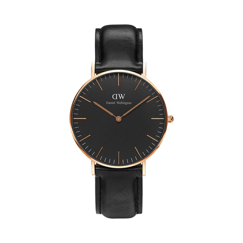Daniel Wellington / ダニエルウェリントン 36mm クラシックブラック シェフィールド ローズゴールドの公式ECサイト掲載画像