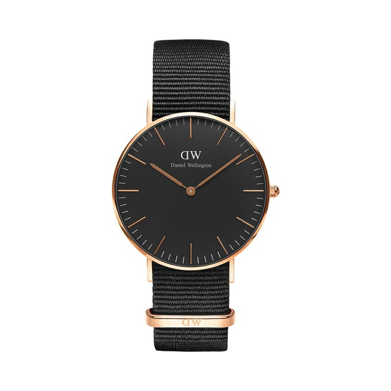 Daniel Wellington / ダニエルウェリントン 36mm クラシックブラック コーンウォール ローズゴールドの公式ECサイト掲載画像