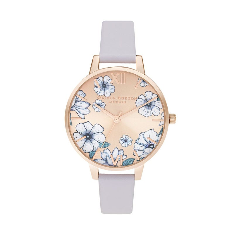 Olivia Burton / オリビア・バートン グルービー ブルームズ パルマ バイオレット ＆ ローズゴールド サンレイ 34mmの公式ECサイト掲載画像