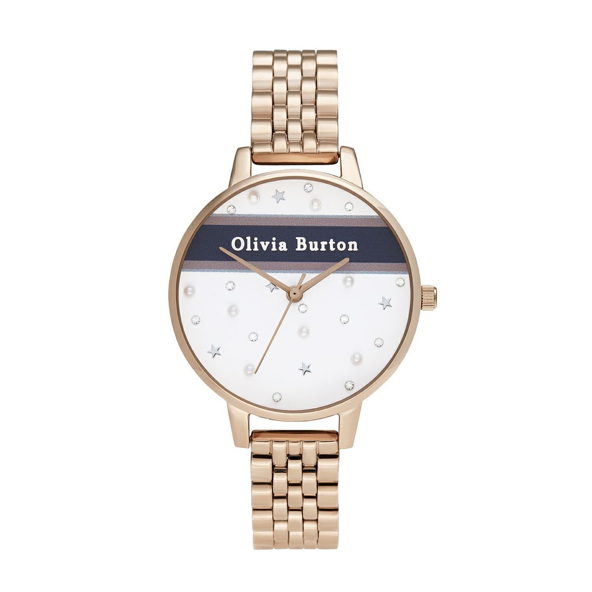 Olivia Burton / オリビア・バートン ヴァースティ ピンク ネイビー ストライプ ローズゴールド ブレスレット 34mm ▲の公式ECサイト掲載画像
