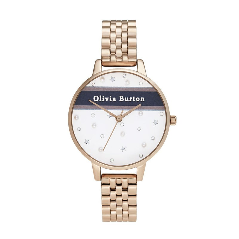 Olivia Burton / オリビア・バートン ヴァースティ ピンク ネイビー ストライプ ローズゴールド ブレスレット 34mm ▲の公式ECサイト掲載画像