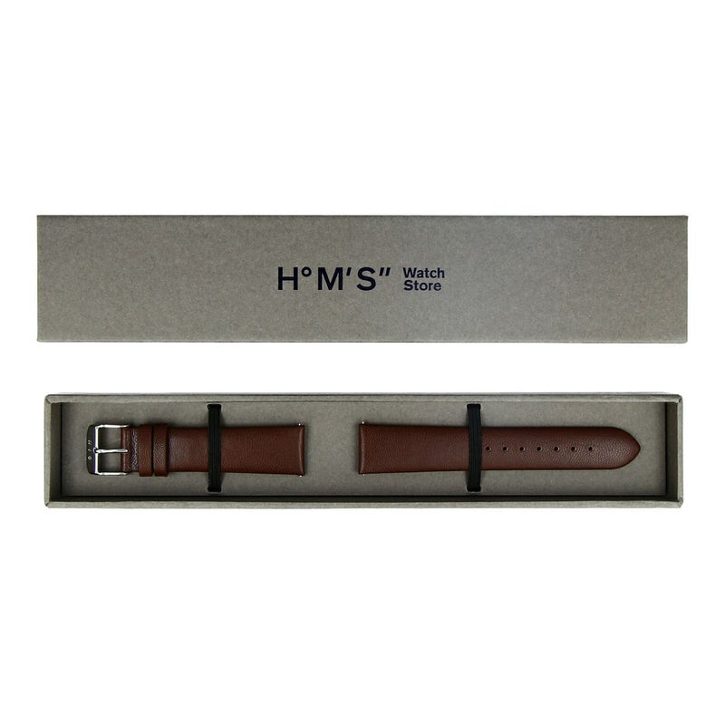 HMS WatchStoreオリジナル替えベルト レザー 幅20mm ブラウン シルバー 商品詳細画像