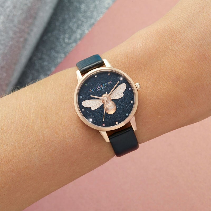 オリビア・バートン レインボー ラッキー ビー ビーガン ブラック & ローズゴールド 商品詳細画像