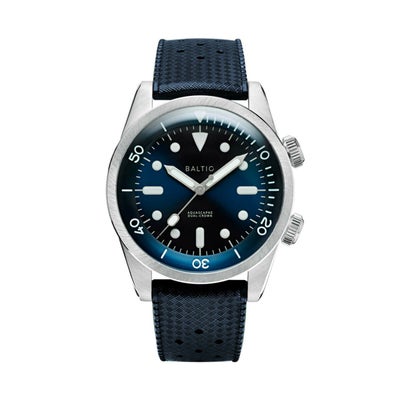 BALTIC WATCHES / バルチック コンプレッサー ダイバー ウォッチ ブルーダイアル オートマチック デュアルクラウン ブルートロピックラバーベルトの公式ECサイト掲載画像