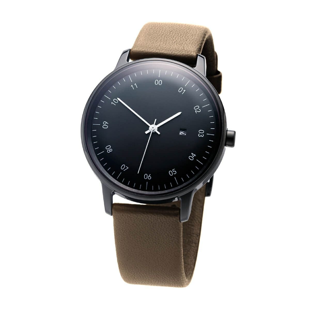 sazare / さざれ SK01 SS ブラック ミラー フィニッシュ ブラックダイヤル ベージュ カウレザーの公式ECサイト掲載画像