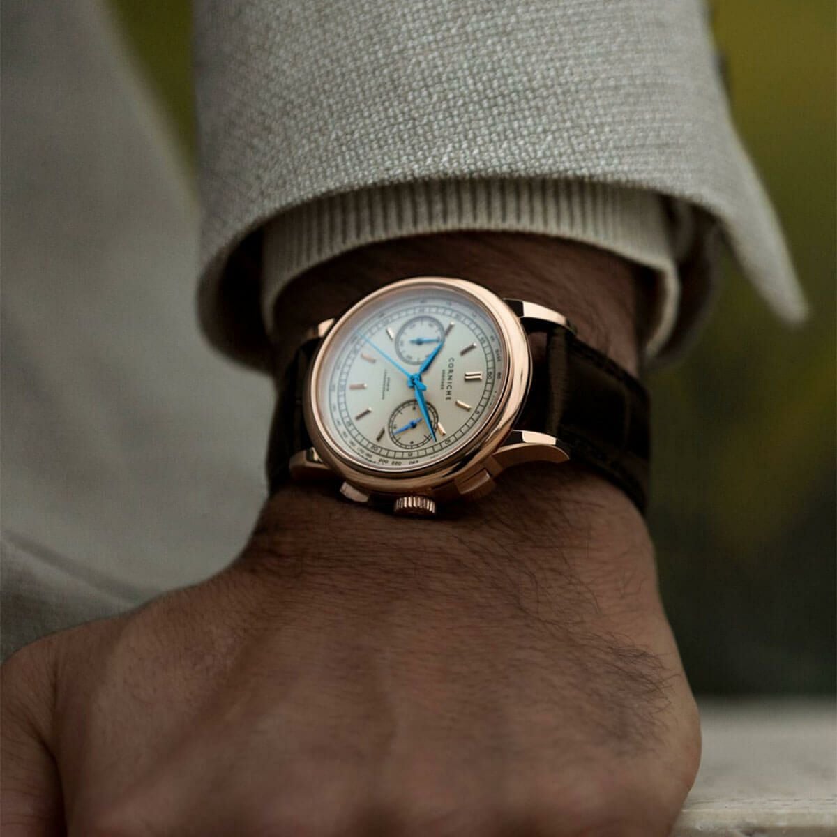 CORNICHE / コーニッシュ メンズ ヘリテージ クロノグラフ ローズ