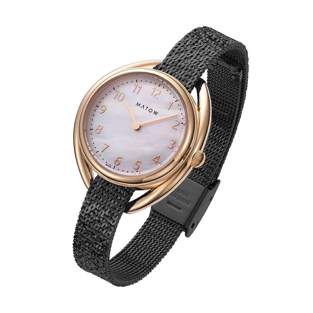 MATOW / マトウ Shiki ラウンド ローズゴールド 黒花 ブラックメッシュ