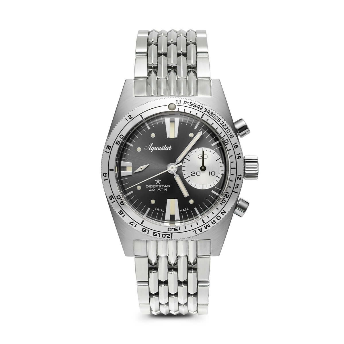 AQUASTAR/アクアスター 2022 Aquastar Deepstar 39mm Chronograph steel grey BOR braceletの公式ECサイト掲載画像