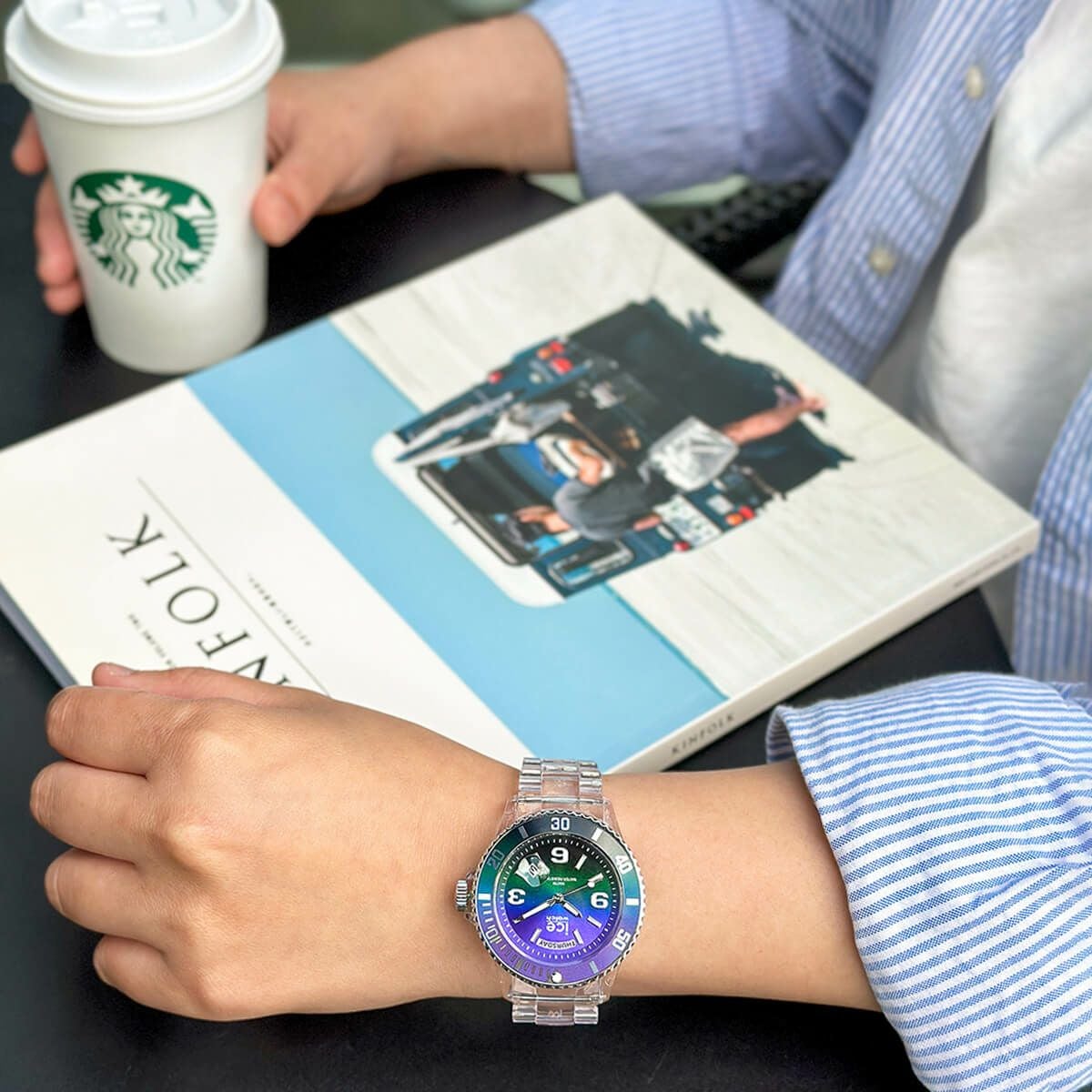 ice watch アイスウォッチ 腕時計 アイスクリアサンセット  グラデーション/ポリアミドプラスチック 021434   クリア レディース / 240001198787 アイスウォッチ - 透明ベルト＆夏っぽグラデの腕時計「アイス クリア