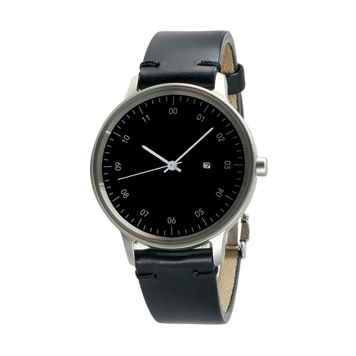 sazare / さざれ SK01 SS シルバー ホーニング フィニッシュ ブラック ダイヤル /シルバー D バックル ブラック ブッテーロレザーの公式ECサイト掲載画像