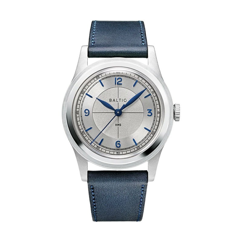 BALTIC WATCHES / バルチック HMS 003 シルバーブルー スケルトンバック ネイビーブルー レザーベルトの公式ECサイト掲載画像