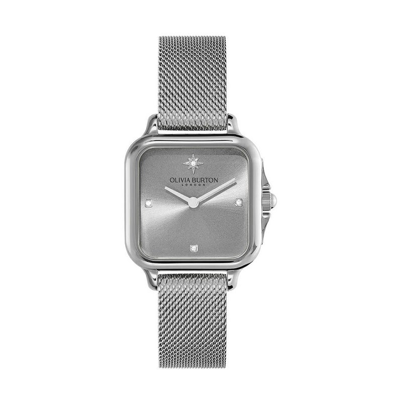 OLIVIA BURTON / オリビア・バートン クラシック - 28mm グロブナー ライトグレー & シルバー メッシュ ウォッチの公式ECサイト掲載画像
