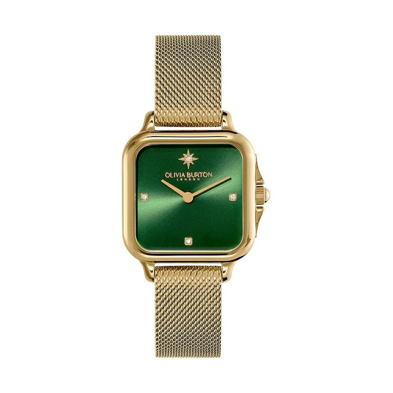 OLIVIA BURTON / オリビア・バートン クラシック - 28mm グロブナー グリーン & ゴールド メッシュ ウォッチの公式ECサイト掲載画像