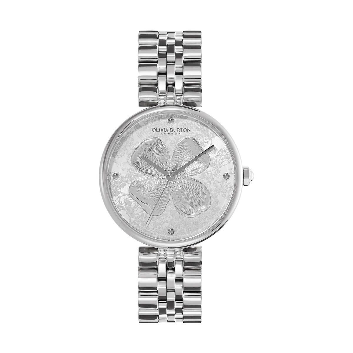 OLIVIA BURTON / オリビア・バートン シグネチャー - 36mm ドッグウッド T バー シルバー ホワイト シルバー ブレスレット ウォッチの公式ECサイト掲載画像