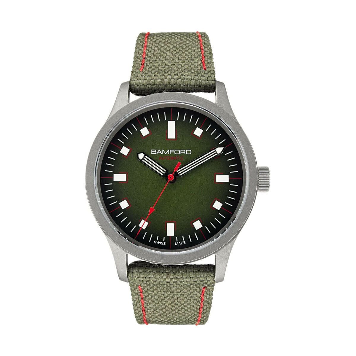 BAMFORD / バンフォード B80 アドベンチャー グリーン シルバー ナイロン ストラップの公式ECサイト掲載画像
