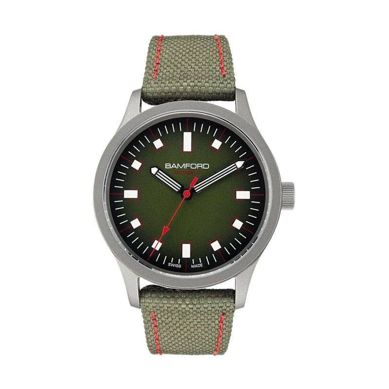 BAMFORD / バンフォード B80 アドベンチャー グリーン シルバー ナイロン ストラップの公式ECサイト掲載画像