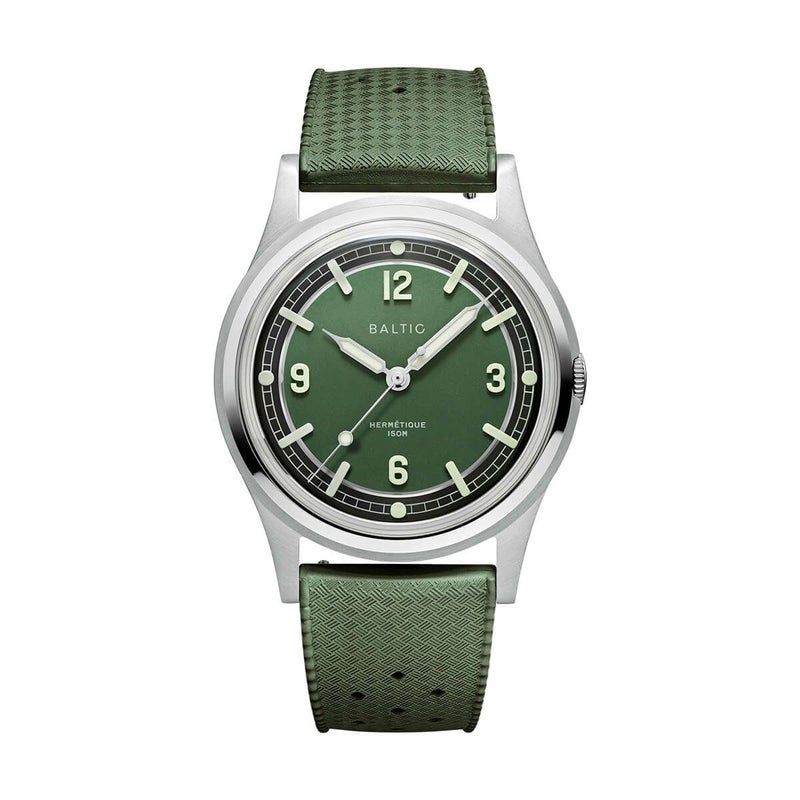 BALTIC WATCHES / バルチック エルメティック ツアラー グリーン ダイヤルトロピックラバーベルトの公式ECサイト掲載画像
