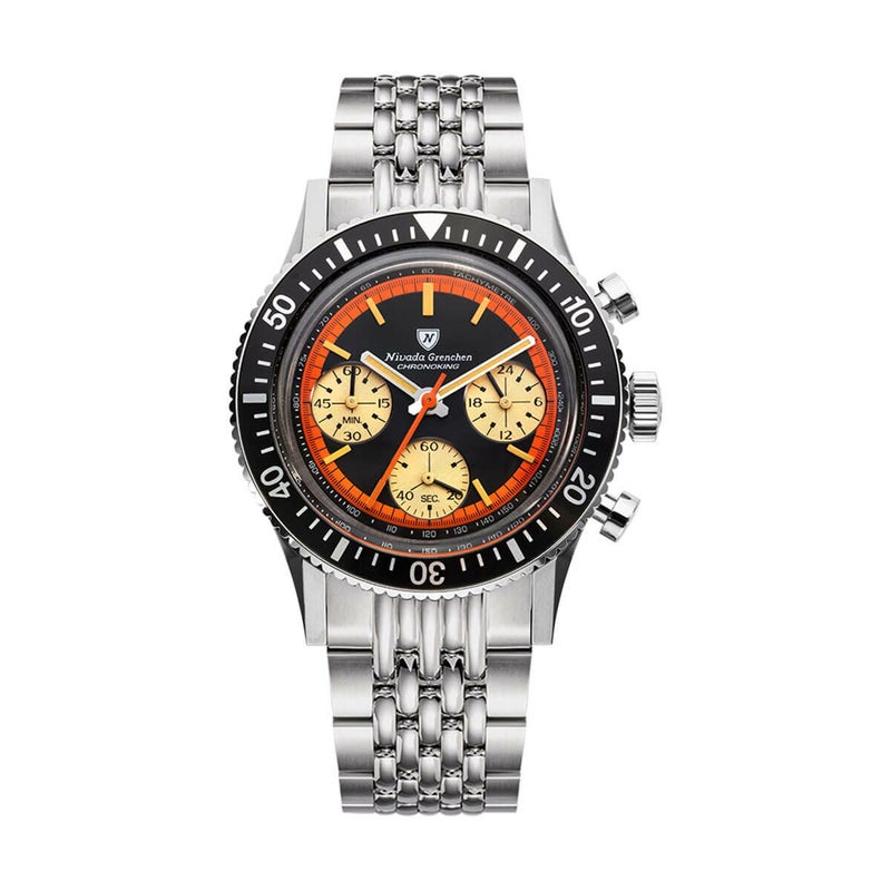 Nivada Grenchen / ニバダ グレンヒェン クロノキング メカクオーツ ポールニューマン ダイアル ライスブレスレット 16mm バックルの公式ECサイト掲載画像