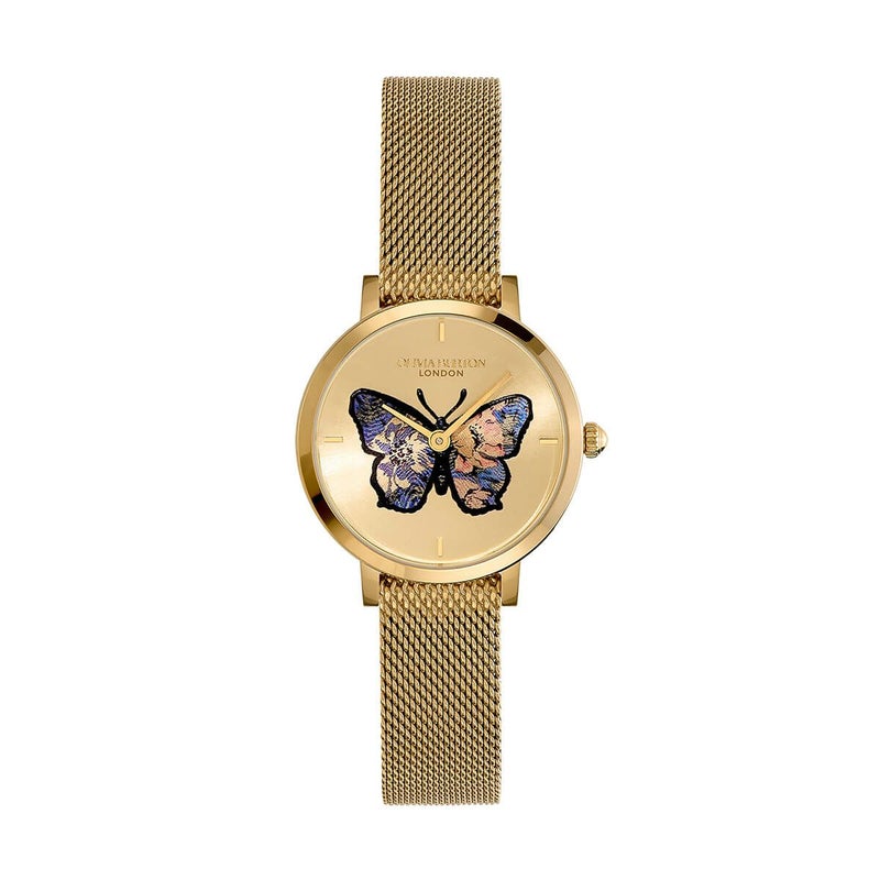 OLIVIA BURTON / オリビア・バートン シグネチャー - 28mm シグネチャー バタフライ ウルトラスリム ライトゴールド サンレイ フローラル メッシュの公式ECサイト掲載画像