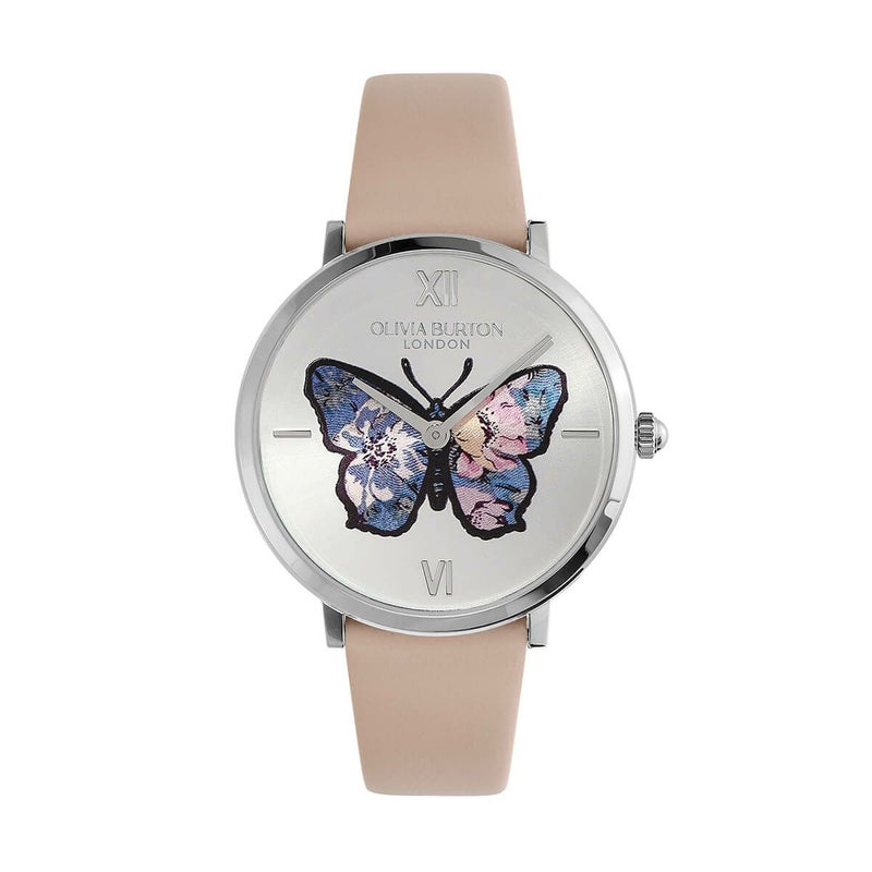 OLIVIA BURTON / オリビア・バートン シグネチャー - 35mm シグネチャー バタフライ ウルトラスリム シルバー ホワイト サンレイ フローラル ヌード レザーの公式ECサイト掲載画像