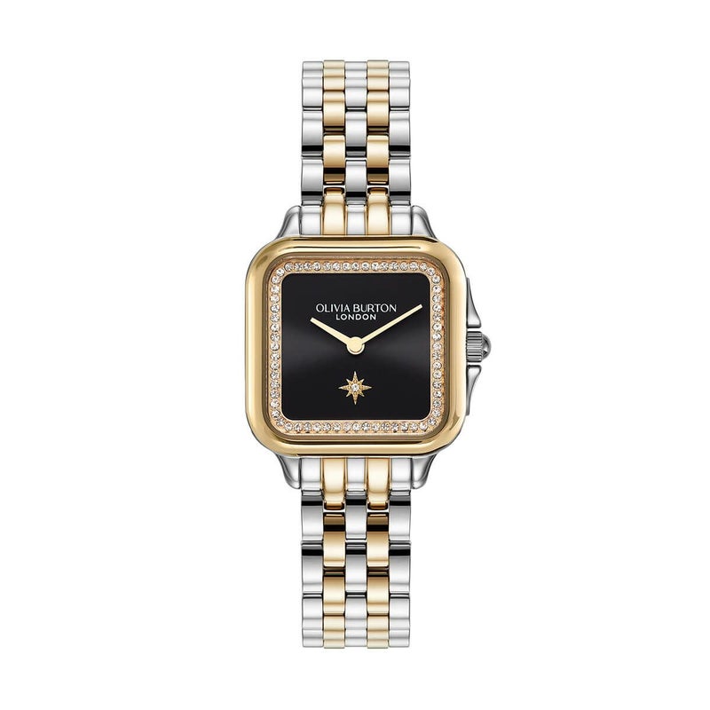 OLIVIA BURTON / オリビア・バートン クラシックス - 28mm グロブナー クリスタル ブラック サンレイ シルバー ゴールド ブレスレットの公式ECサイト掲載画像