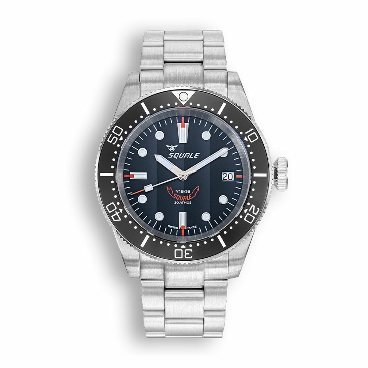 SQUALE / スクワーレ 1545 ブラック ブレスレット / ブラックベゼル ブラックダイヤル シルバー ステンレススチール ブレスレット 20mmの公式ECサイト掲載画像