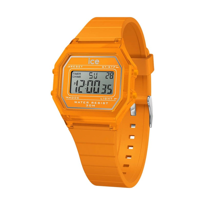 ICE-WATCH / アイスウォッチ ICE digit retro - ネオンオレンジ - Clear - Smallの公式ECサイト掲載画像