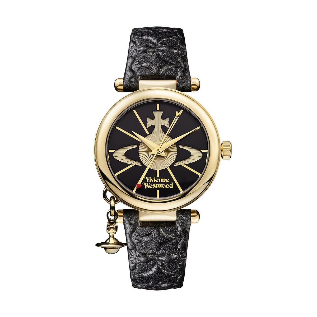 Vivienne Westwood / ヴィヴィアンウエストウッド オーブ II レディース クォーツ ウォッチ、ブラック ダイヤル & ブラック レザー ストラップの公式ECサイト掲載画像