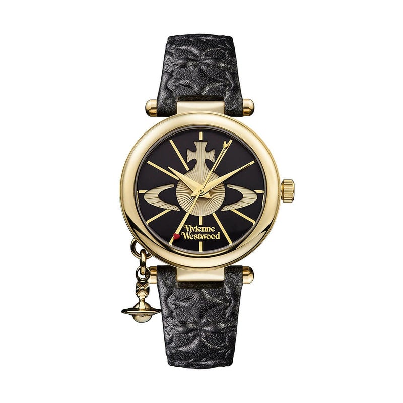 Vivienne Westwood / ヴィヴィアンウエストウッド オーブ II レディース クォーツ ウォッチ、ブラック ダイヤル & ブラック レザー ストラップの公式ECサイト掲載画像