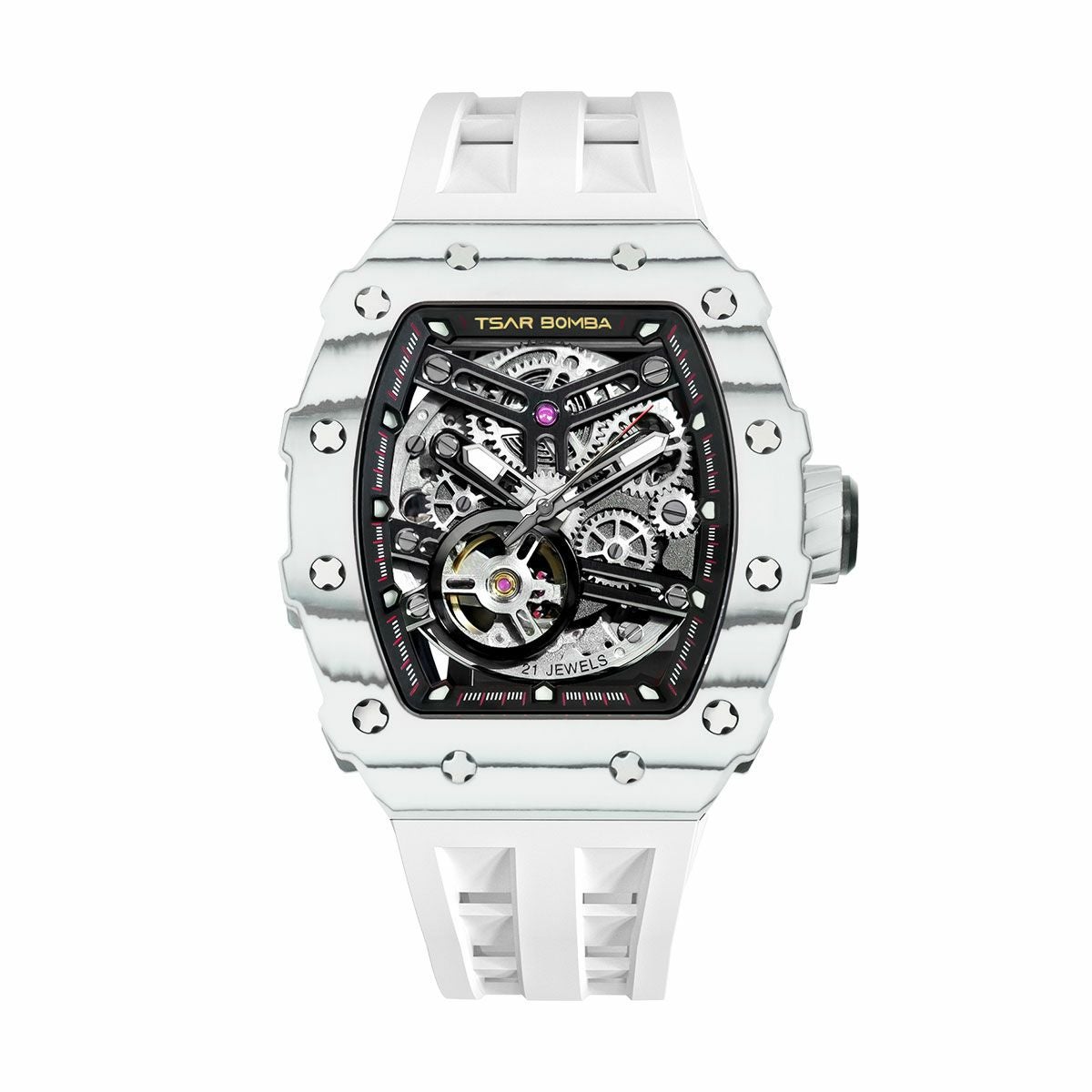 TSAR BOMBA / サーボンバ エレメンタル シリーズ カーボンファイバー オートマチック ウォッチ ブラック / ホワイト　▲の公式ECサイト掲載画像