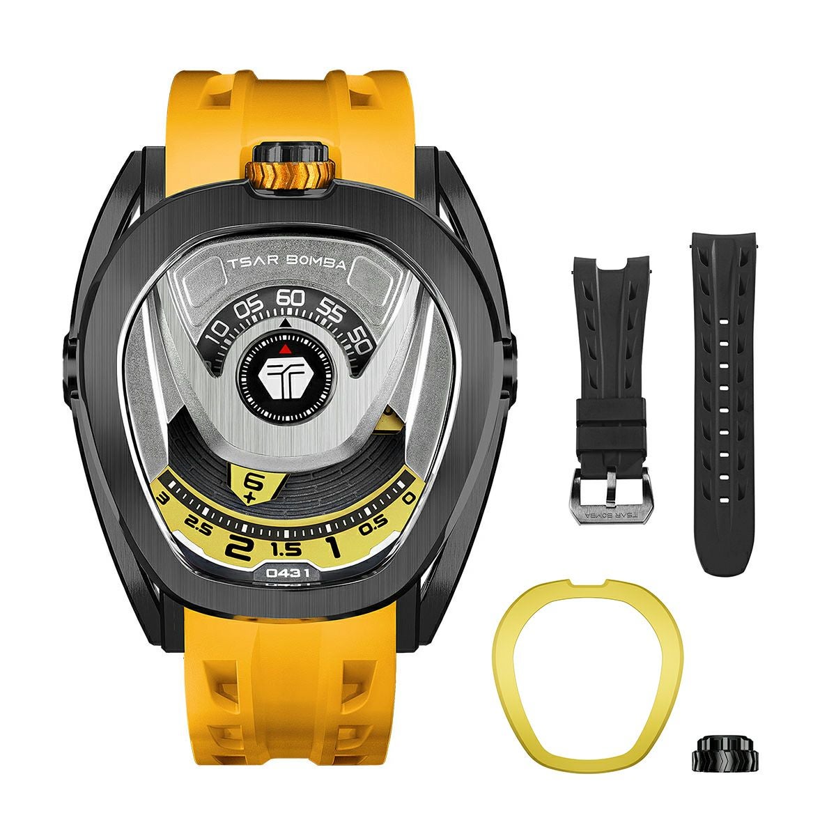 TSAR BOMBA / サーボンバ リアクター インターチェンジャブル オートマチック ウォッチ イエロー / イエロー / ベゼル クラウン ストラップセットの公式ECサイト掲載画像