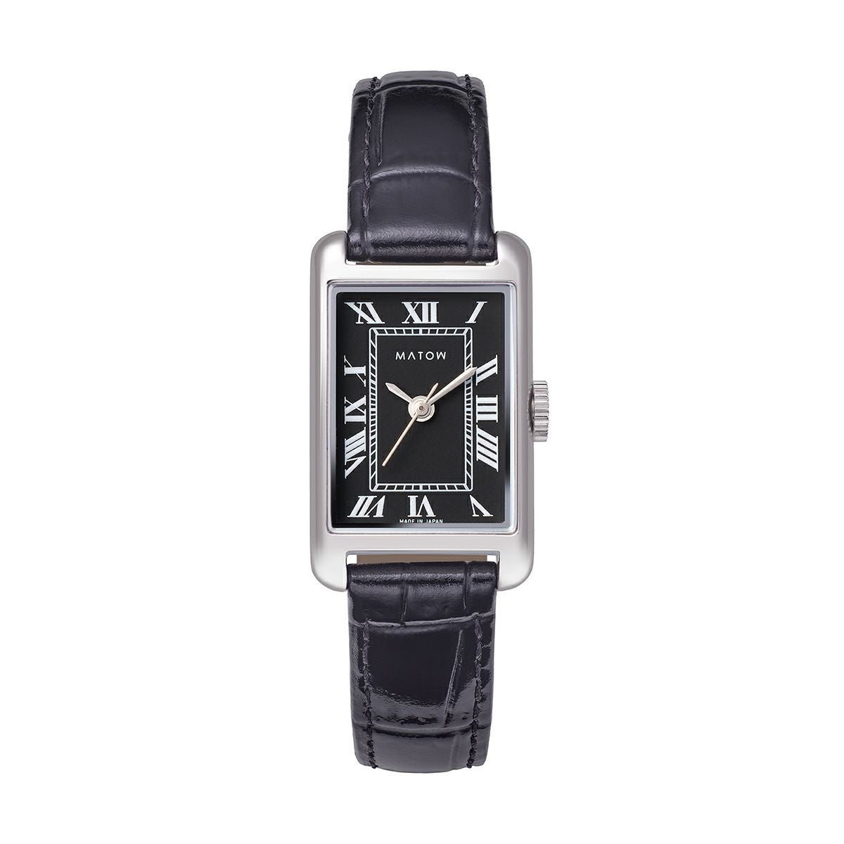 MATOW / マトウ Tsuki 朧月 -おぼろづき- ノワール / スクエア シルバー レザー ブラックダイヤルの公式ECサイト掲載画像