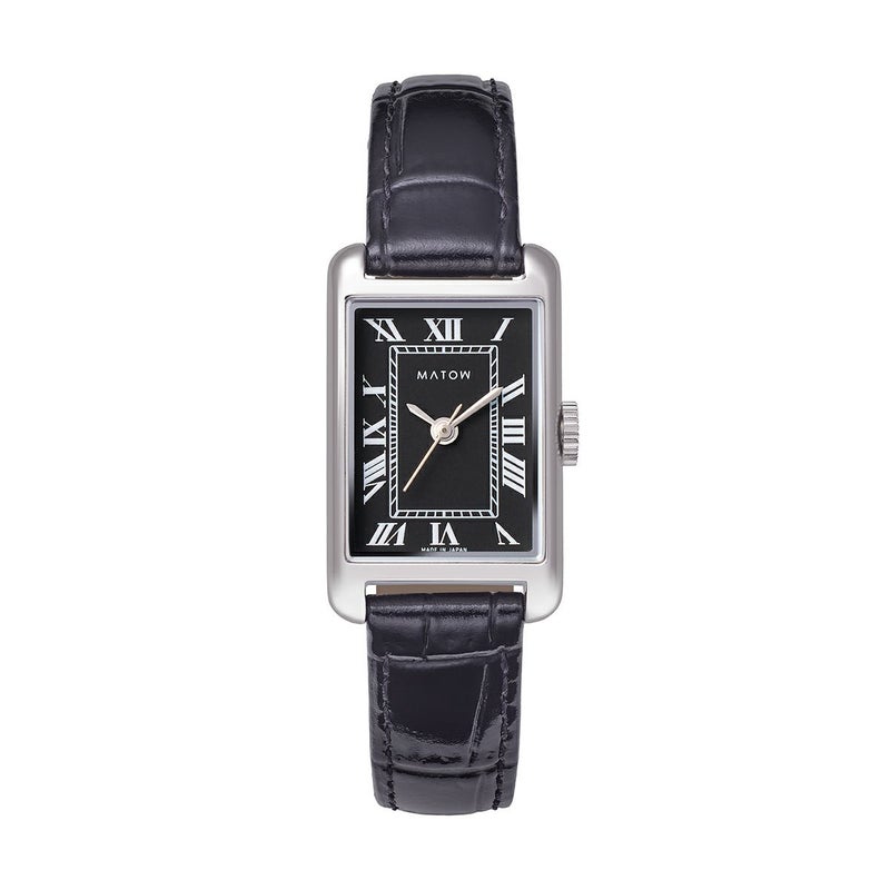 MATOW / マトウ Tsuki 朧月 -おぼろづき- ノワール / スクエア シルバー レザー ブラックダイヤルの公式ECサイト掲載画像