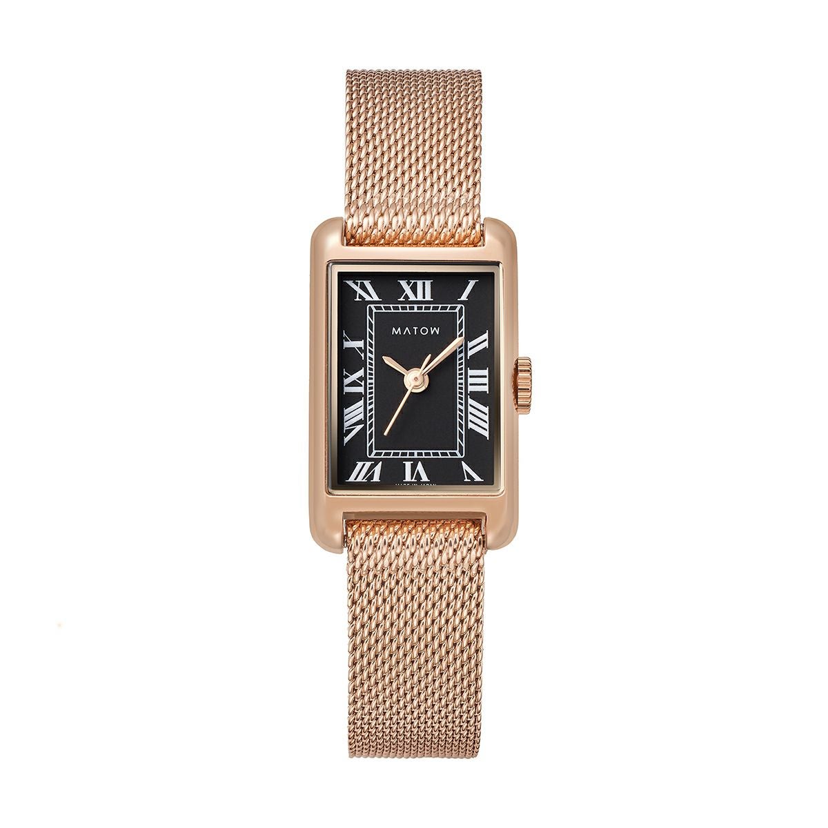 MATOW / マトウ Tsuki 朧月 -おぼろづき- ノワール / スクエア ローズゴールド メッシュ ブラックダイヤルの公式ECサイト掲載画像