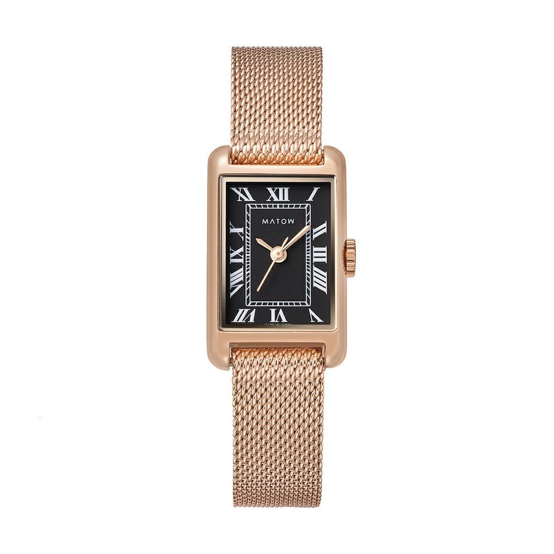 MATOW / マトウ Tsuki 朧月 -おぼろづき- ノワール / スクエア ローズゴールド メッシュ ブラックダイヤルの公式ECサイト掲載画像