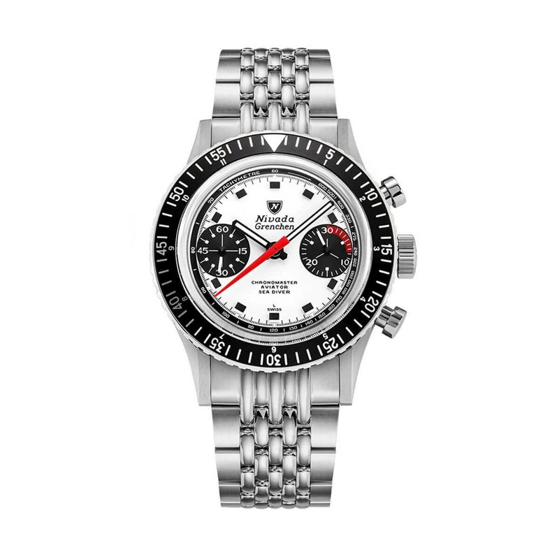 Nivada Grenchen / ニバダ グレンヒェン クロノマスター ポール・ニューマン 5カラーベゼルセット ステンレススチール ライスブレスレット 16mm バックル / オープンケースバックの公式ECサイト掲載画像