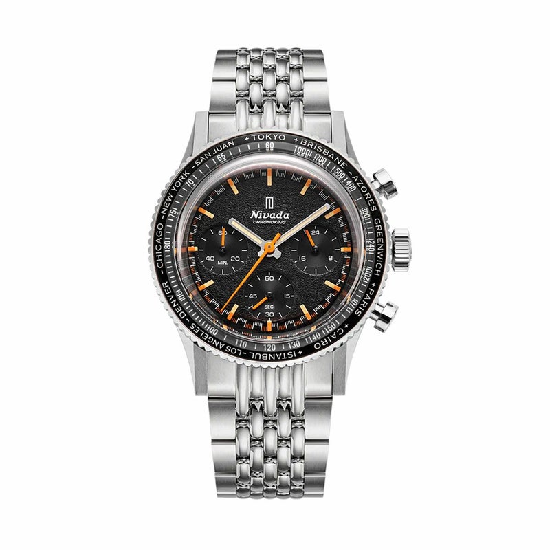 Nivada Grenchen / ニバダ グレンヒェン クロノキング メカクォーツ 5カラー インターベゼル GMT セット ステンレススチール ライスブレスレットの公式ECサイト掲載画像