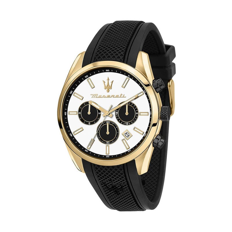 Maserati / マセラティ アトラツィオーネ 43mm マルチファンクション ホワイト ダイヤル ブラック ラバーストラップの公式ECサイト掲載画像