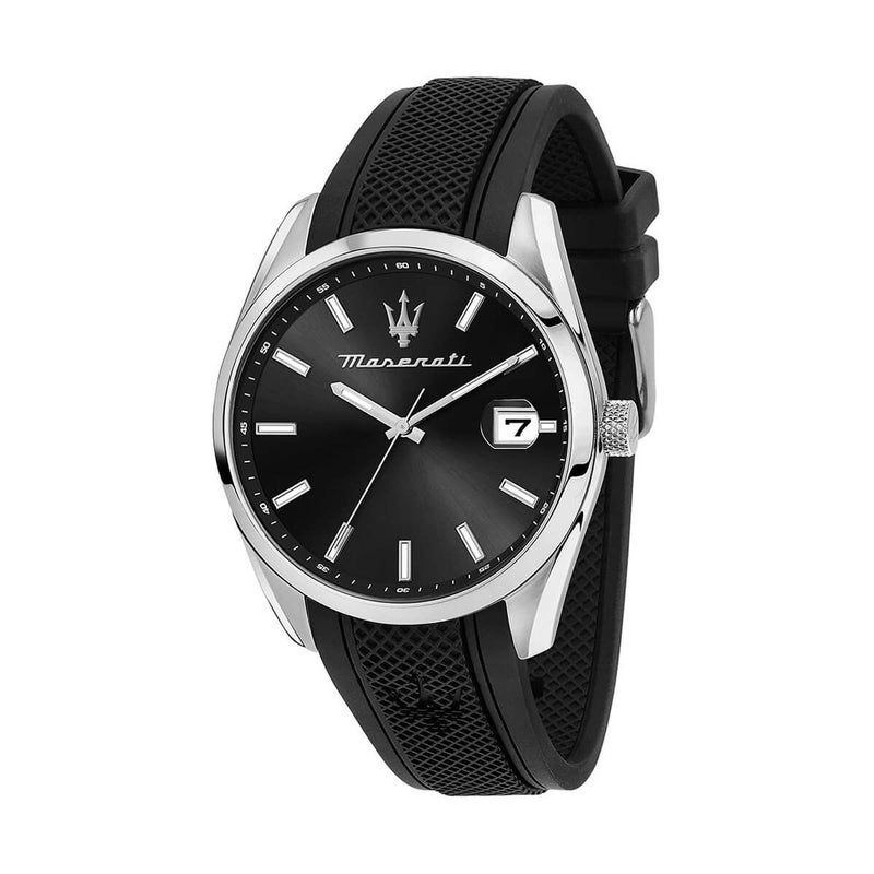 Maserati / マセラティ アトラツィオーネ 43mm ブラック ダイヤル ブラック ラバーストラップの公式ECサイト掲載画像