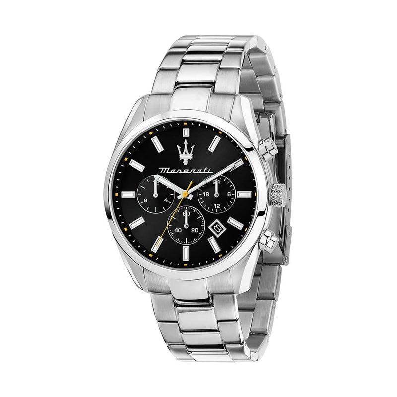 Maserati / マセラティ アトラツィオーネ 43mm マルチファンクション ブラック ダイヤル シルバー ブレスレットの公式ECサイト掲載画像