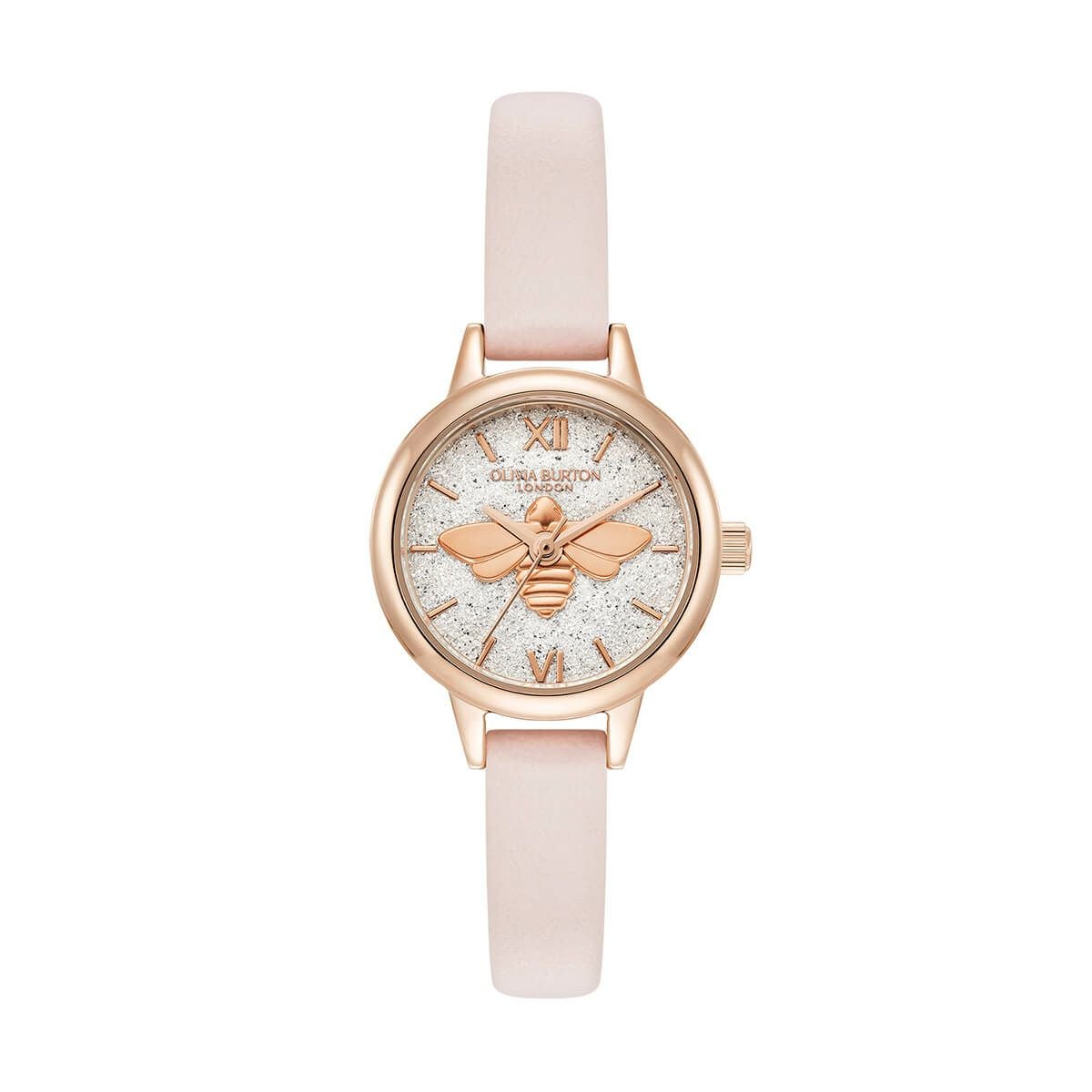 OLIVIA BURTON / オリビア・バートン シグネチャー - ミニ ラッキービー シルバー ホワイト ライトブラッシュ レザーの公式ECサイト掲載画像