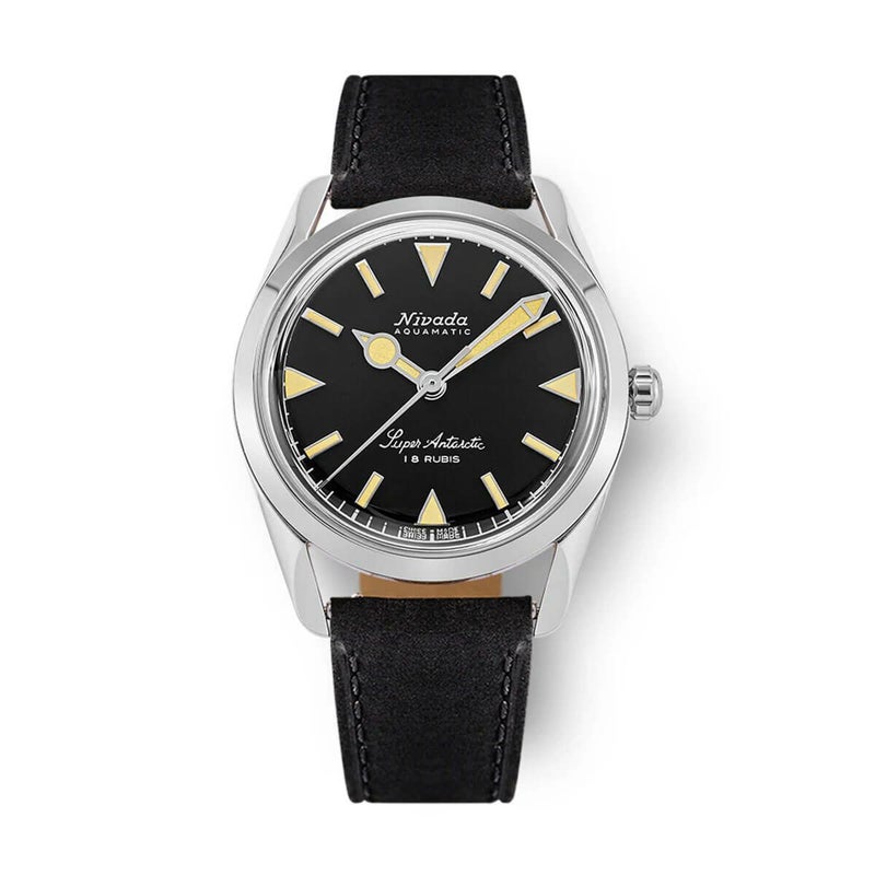 Nivada Grenchen / ニバダ グレンヒェン スーパー アンタークティック 35mm ブラック ベージュ ルミノバ ブラック レザー ベルトの公式ECサイト掲載画像