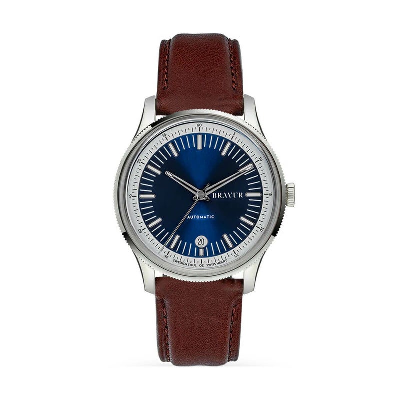BRAVUR / ブラヴァ BW003 Midnight Blue dial Gold PVD Brown edge seam leather sapphire backの公式ECサイト掲載画像