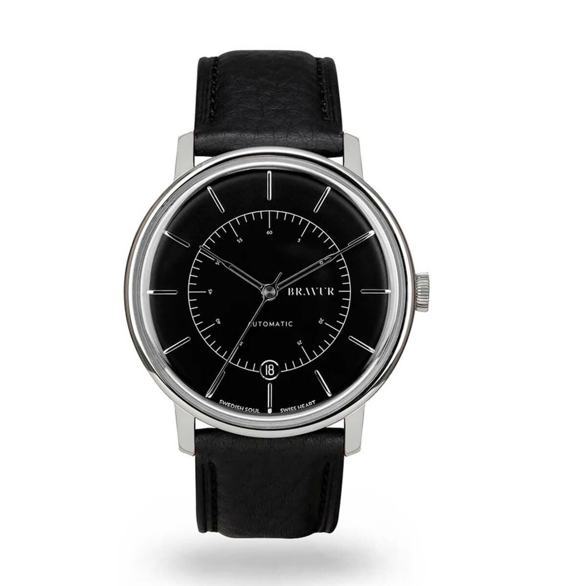 BRAVUR / ブラヴァ Scandinavia Jet Black dial Black edge seam leather sapphire backの公式ECサイト掲載画像