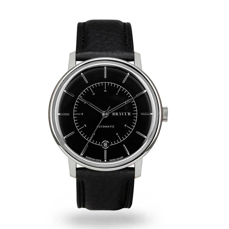BRAVUR / ブラヴァ Scandinavia Jet Black dial Black edge seam leather sapphire backの公式ECサイト掲載画像