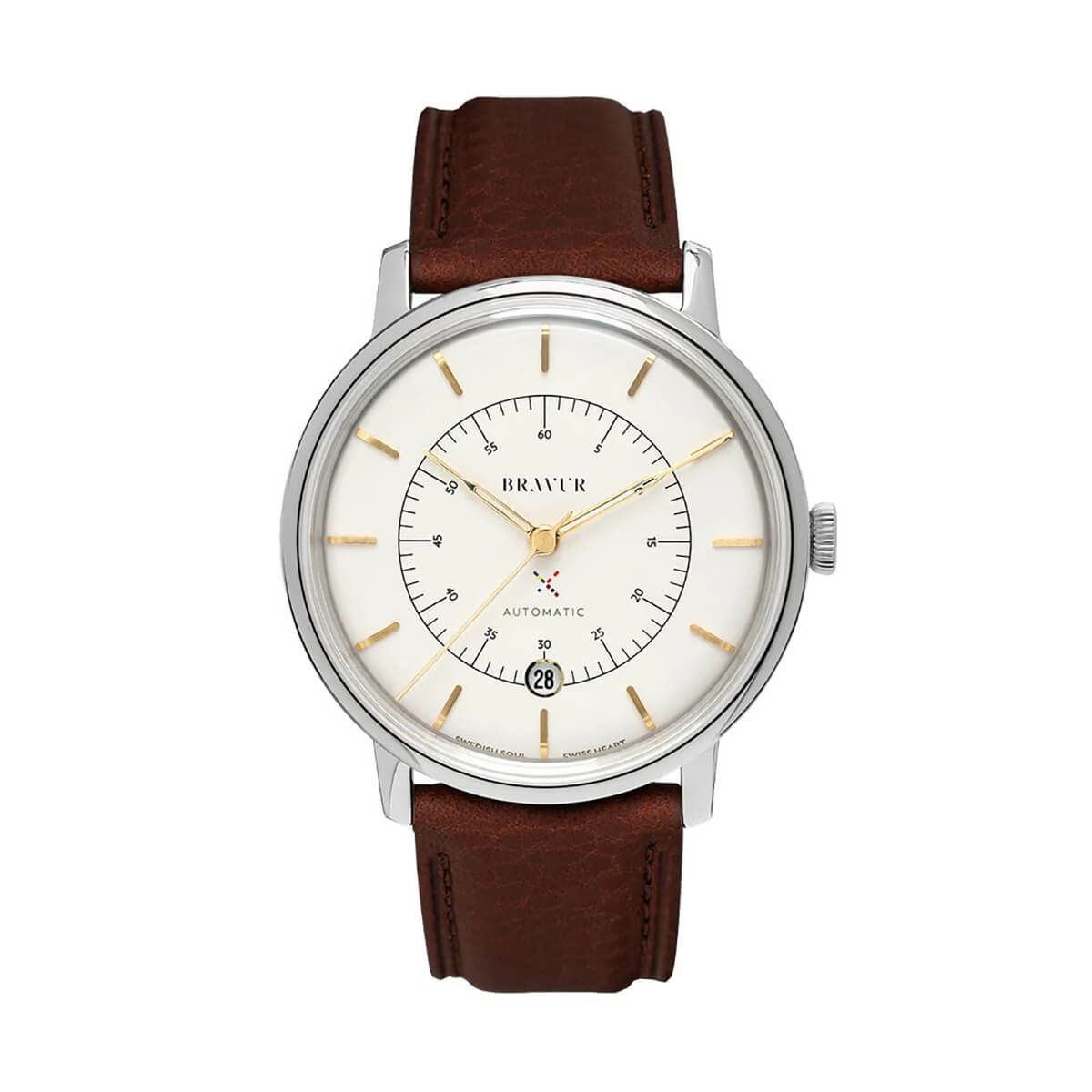 BRAVUR / ブラヴァ Scandinavia Sparkling White dial Brown edge seam leather sapphire backの公式ECサイト掲載画像
