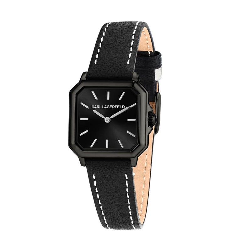 KARL LAGERFELD / カール・ラガーフェルド スクエア クラシック - ブラック サンレイ ダイヤル ブラック レザーの公式ECサイト掲載画像